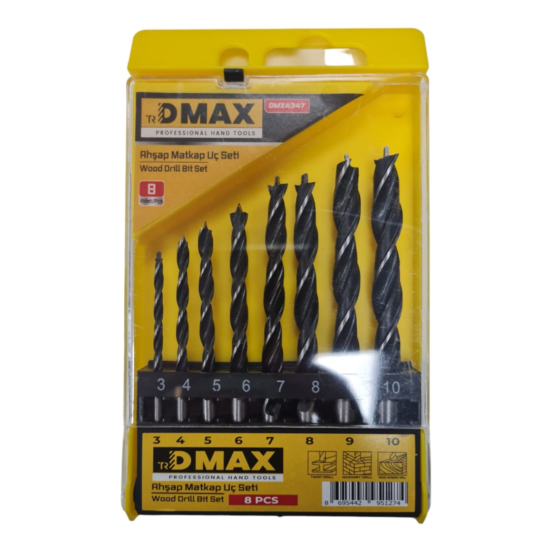 DMAX AHŞAP MATKAP UCU SETİ 8 PARÇA DMAX4347