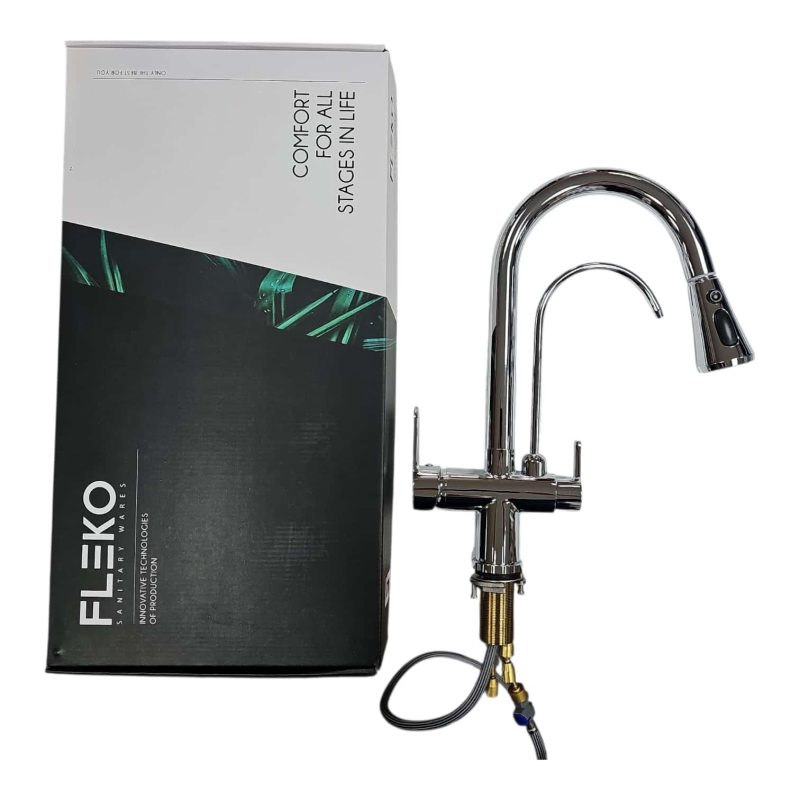 FLEKO SPİRALLİ ARITMALI EVYE KROM BATARYA