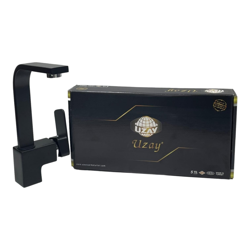 UZAY NEPTÜN KARE SİYAH LAVABO BATARYA-KROM