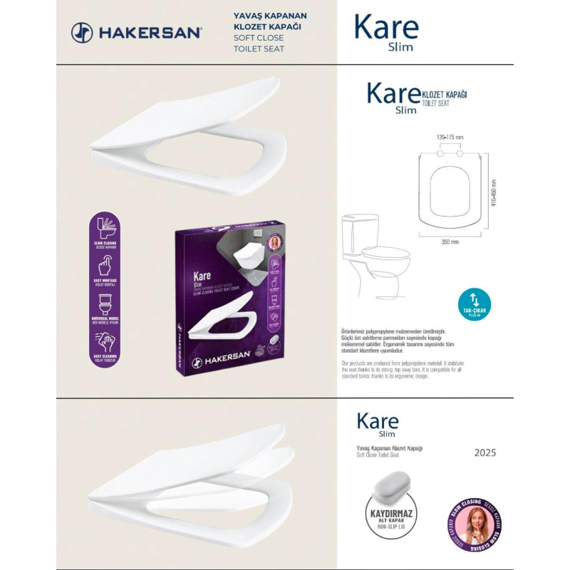 HAKERSAN KARE KLOZET KAPAK